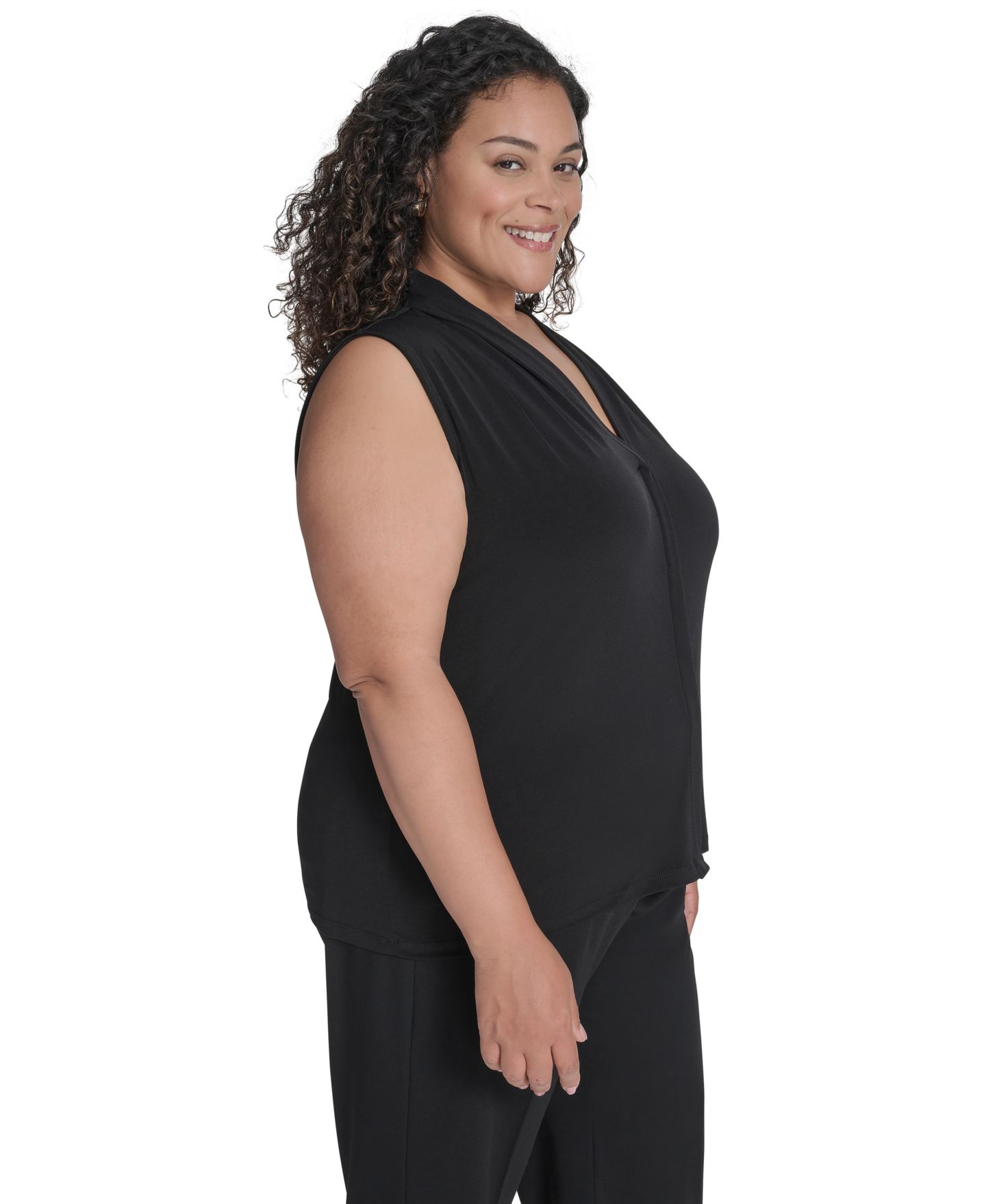 Женский топ Calvin Klein Plus Size V-Neck, цвет: Чёрный — фото 2