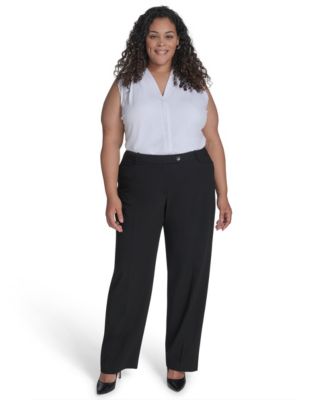 Calvin Klein Plus Size Modern Dress Pants - Black - 16w
