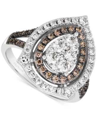 Le Vian - Nude Diamond & Chocolate Diamond Teardrop Halo Cluster Ring (1-1/6 ct. t.w.) in 14k White Gold