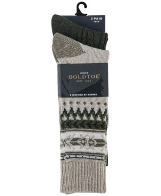 Men's 2-Pack Fairisle Border Reinforced Toe Crew Socks