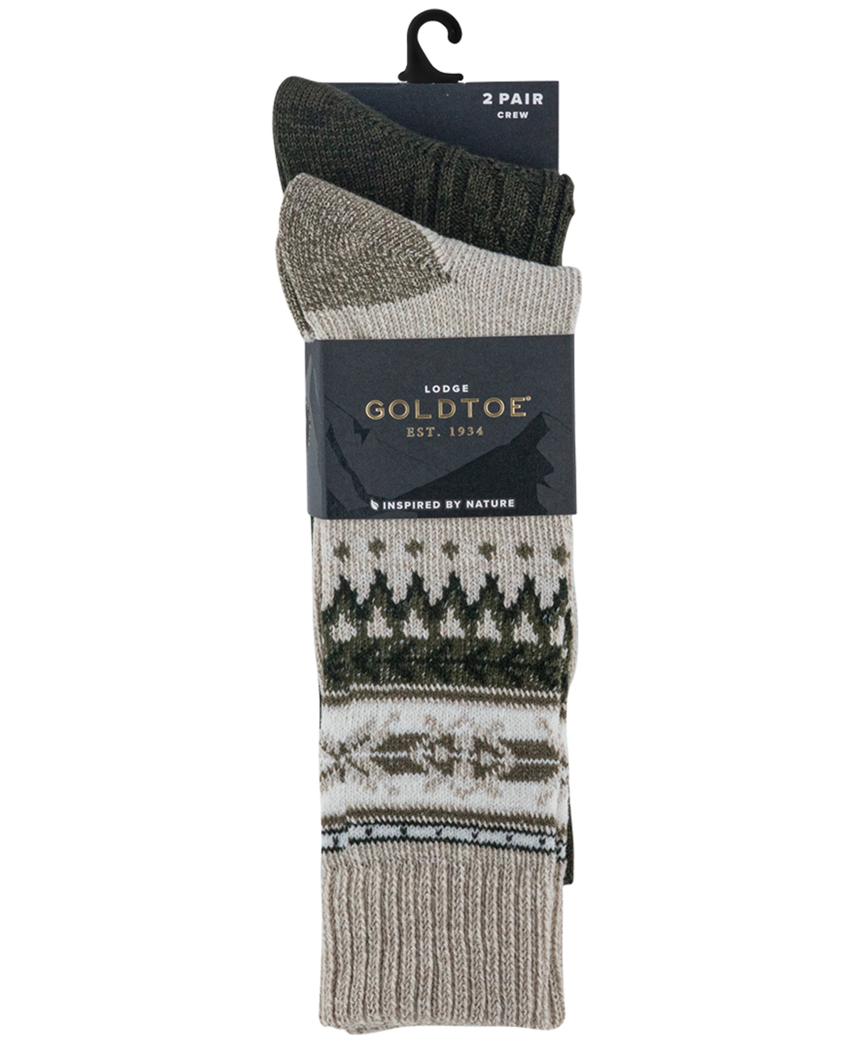 Gold Toe Men's 2-pack Fairisle Border Reinforced Toe Crew Socks In Multi