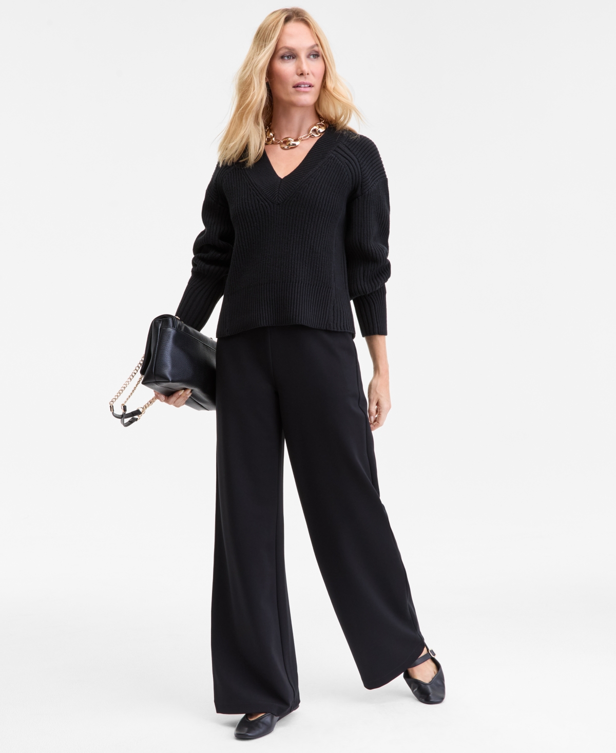 Inc International Concepts Women's Directional Ribbed Sweater, Macy's Exclusive In Black