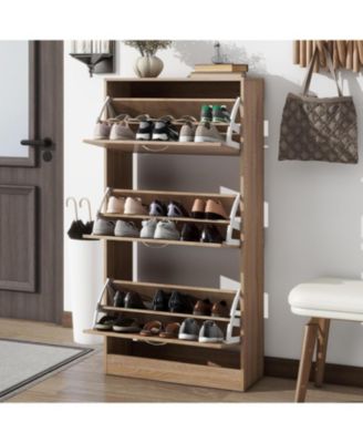 3 Drawer Shoe Storage Cabinet, 3 Tier Wood Shoe Rack Storage Organizer for Entryway