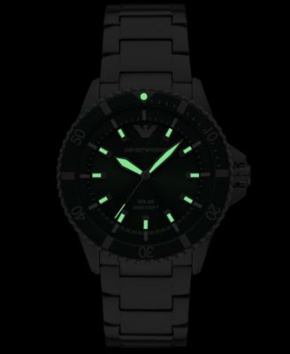 Men's World Explorer Solar Stainless Steel Bracelet Watch 42mm