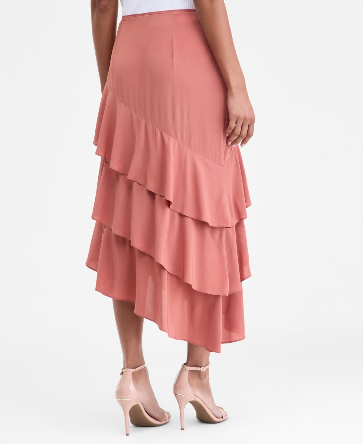 Inc International Concepts Women's Asymmetrical Ruffle Midi Skirt, Macy's Exclusive In Pink