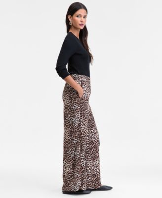 Women's Printed Pull-On Wide-Leg Pants, Macy's Exclusive