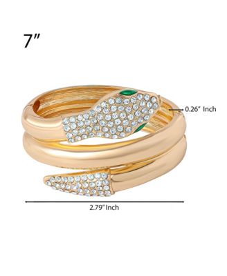 Snake Hinge Bracelet in Gold-Tone with Crystal Eyes