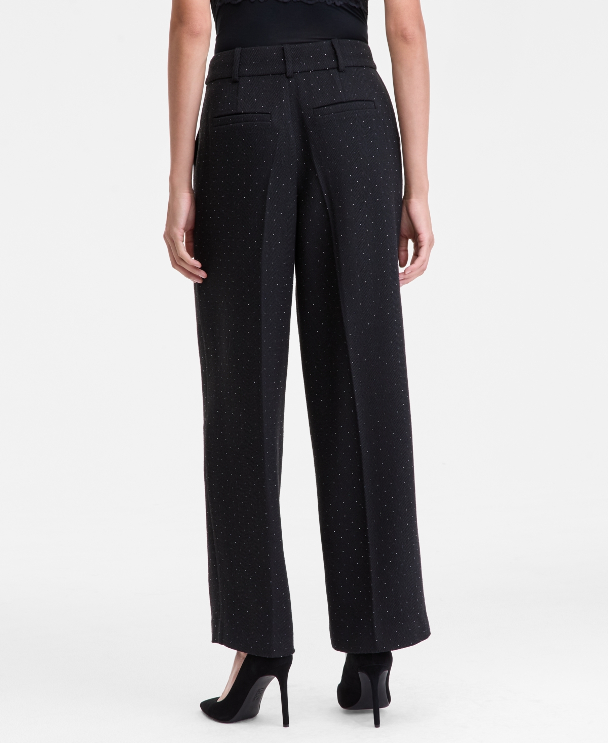 Inc International Concepts Women's Studded Tab-waist Trousers, Macy's Exclusive In Black