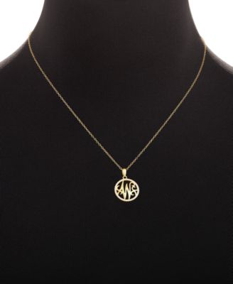Cubic Zirconia Pav&eacute; Monogram W Pendant 18" Necklace in 18k Gold Over Sterling Silver, Created for Macy's