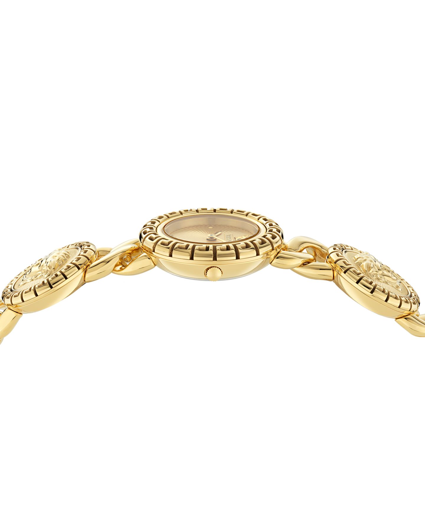 Женские часы Versace Swiss La Greca Stud Icon Gold Ion Plated Link Bracelet Watch 28mm — фото 2