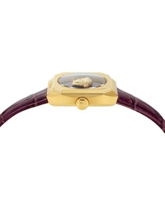 Women's Swiss Medusa Antares Burgundy Leather Strap Watch 35mm