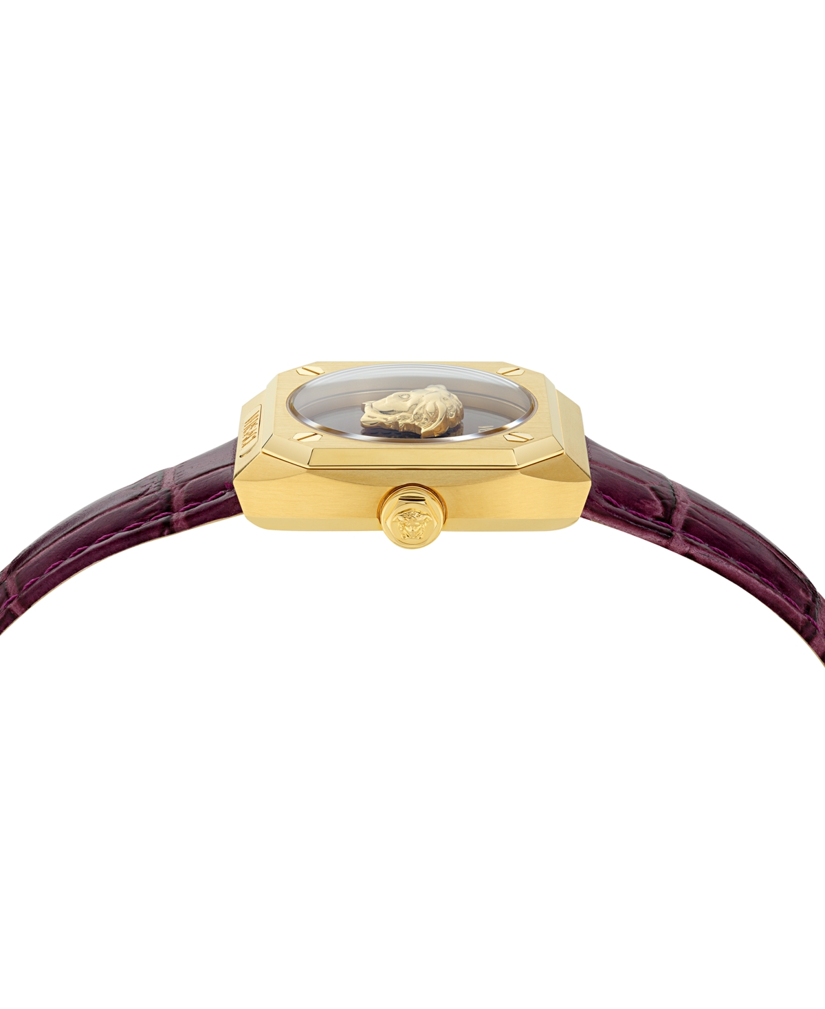 Versace Women's Swiss Medusa Antares Burgundy Leather Strap Watch 35mm In Gold