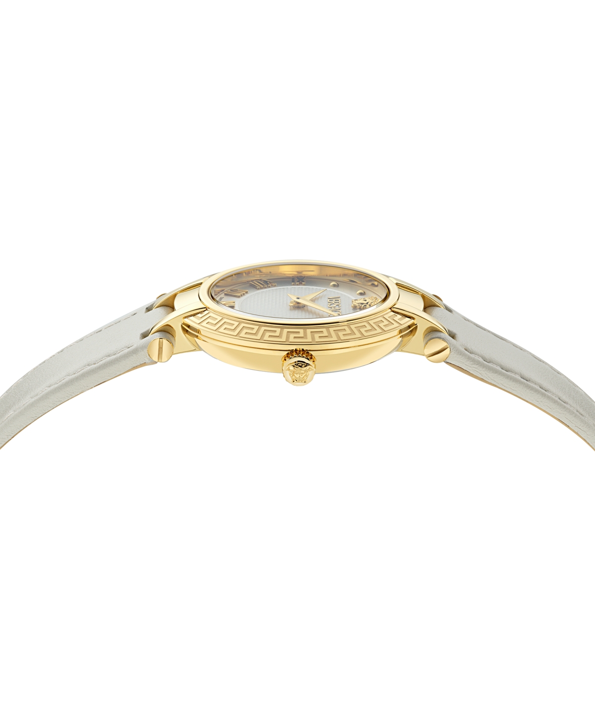 Versace Women's Swiss Antlia White Leather Strap Watch 34mm In Gold