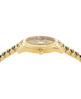 Men's Swiss Apodis GMT Gold Ion Plated Bracelet Watch 41mm