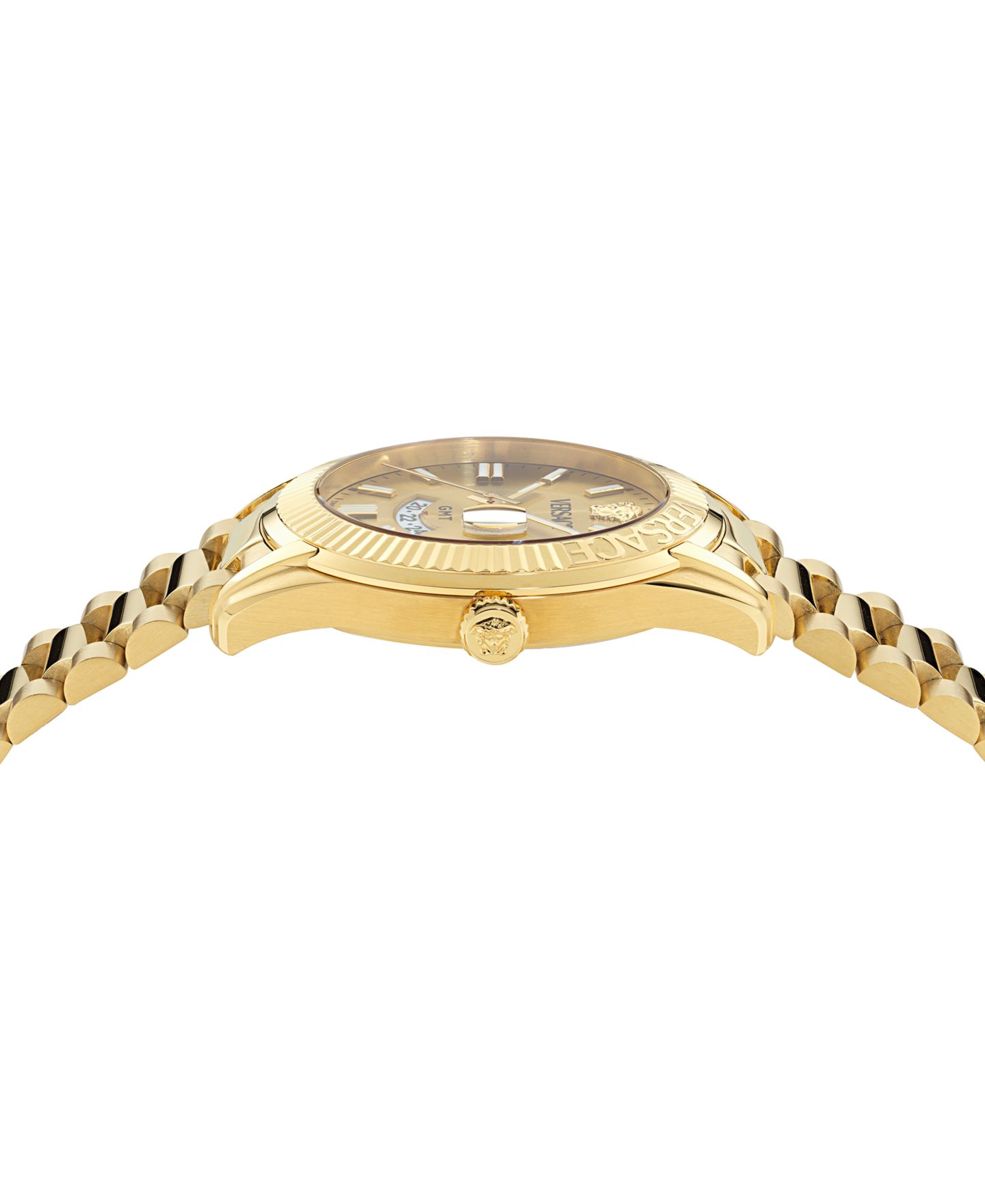 Мужские часы Versace Swiss Apodis GMT Gold Ion Plated Bracelet Watch 41mm — фото 2