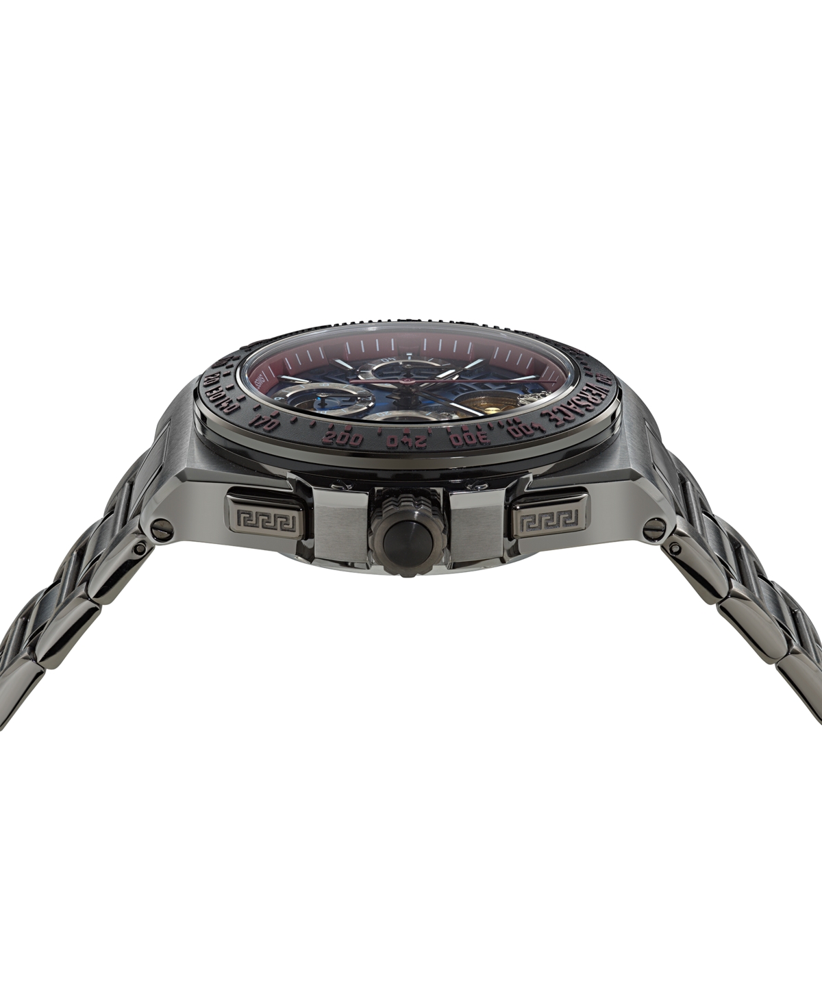 Versace Men's Swiss Automatic Chronograph Greca Extreme Gunmetal Ion Plated Bracelet Watch 43mm
