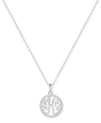 Giani Bernini - Cubic Zirconia K Initial Halo 18" Pendant Necklace in Sterling Silver