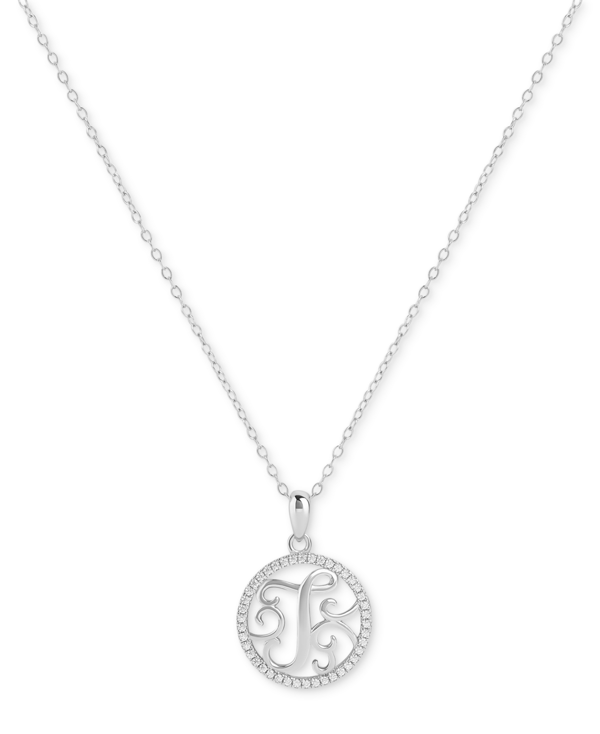 Giani Bernini Cubic Zirconia Filigree Initial T Monogram 18" Pendant Necklace in Sterling Silver, Macy's Exclusive
