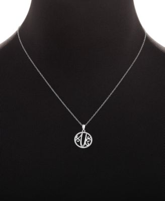 Cubic Zirconia Filigree Initial U Monogram 18" Pendant Necklace in Sterling Silver, Macy's Exclusive