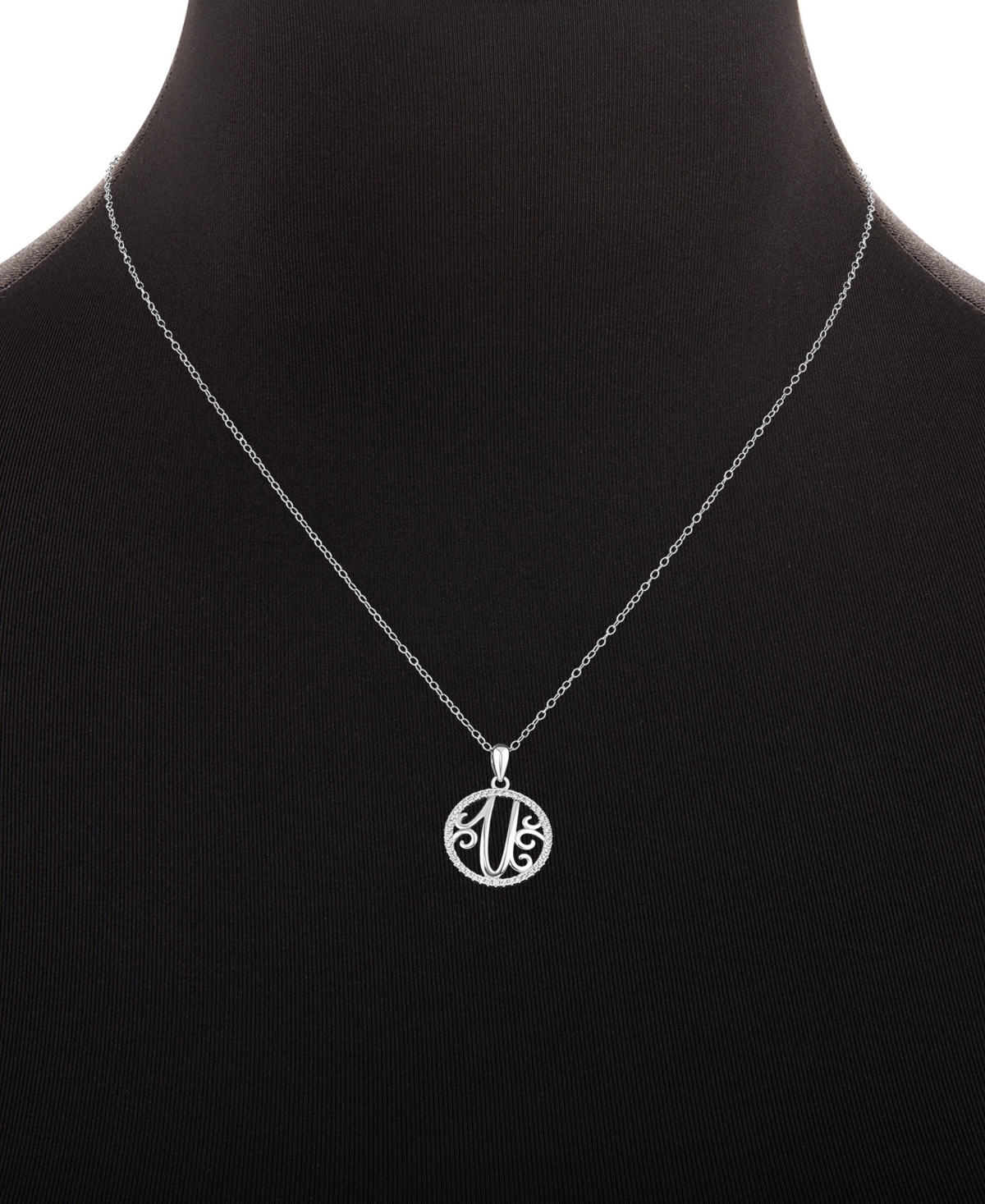 Giani Bernini Cubic Zirconia Filigree Initial U Monogram 18" Pendant Necklace in Sterling Silver, Macy's Exclusive