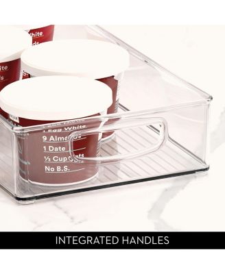 Stackable Pantry Storage Bin with Handles, Set of 4, Clear