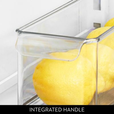 Stackable Fridge Storage Bin with Handle, Set of 6, Clear, Made in USA