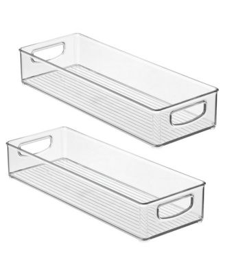 Plastic Stackable Pantry Bin with Handles, Set of 2, Clear, Made in USA