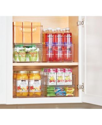 Plastic Stackable Pantry Bin with Handles, Set of 2, Clear, Made in USA