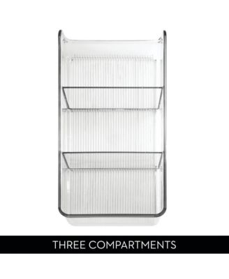 Stackable 3-Section Storage Bin for Pantry, Set of 4, Clear, Made in USA