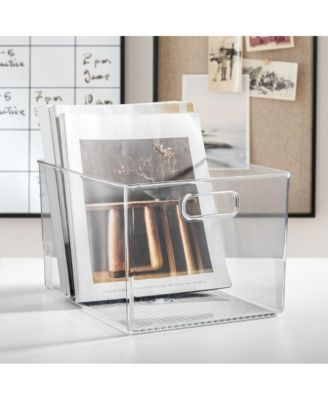 Plastic Storage Bin with Handles - Set of 2 - Clear - Made in USA