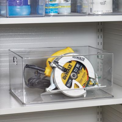 Plastic Pantry Storage Bin with Handles - Set of 3 - Clear