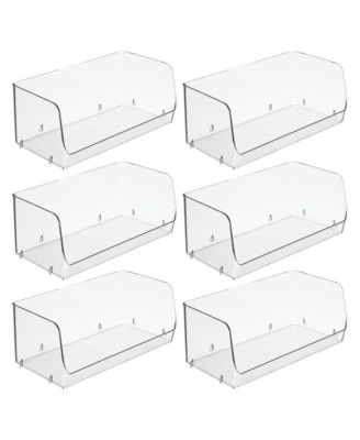 Wide Stackable Open-Front Storage Bins - Set of 6