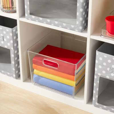 Large Plastic Household Storage Organizer Bin - Handles, 8 Pack, Clear, USA Made