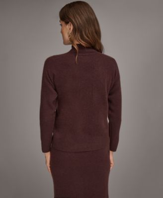 Women’s Mock-Neck Cashmere Sweater with Gold Contrast Trim