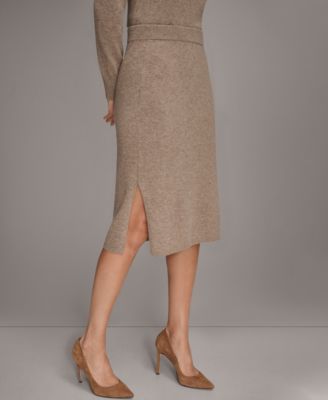 Women's Pull-On Cashmere Skirt with Side Slit