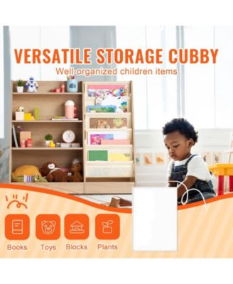 4-Tier Wooden Kids Bookshelf with 6-Layer Sling Rack for Books and Toy Storage