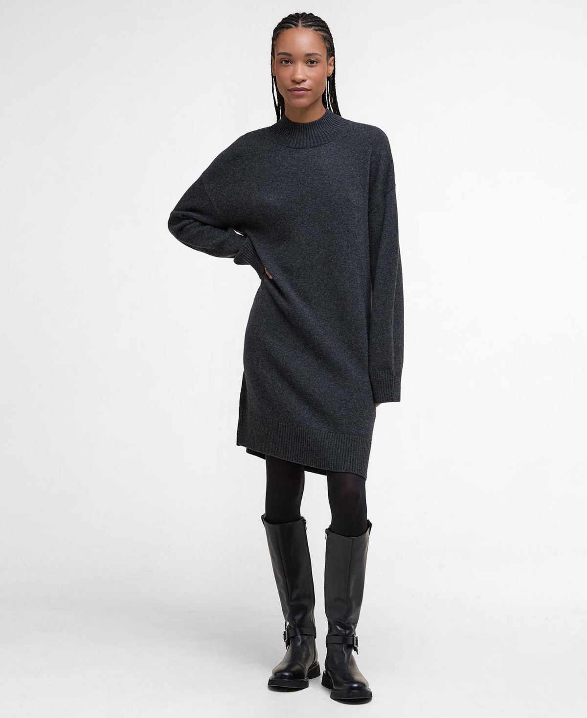 Barbour Women's Funnel Neck Mini Dress In Gray