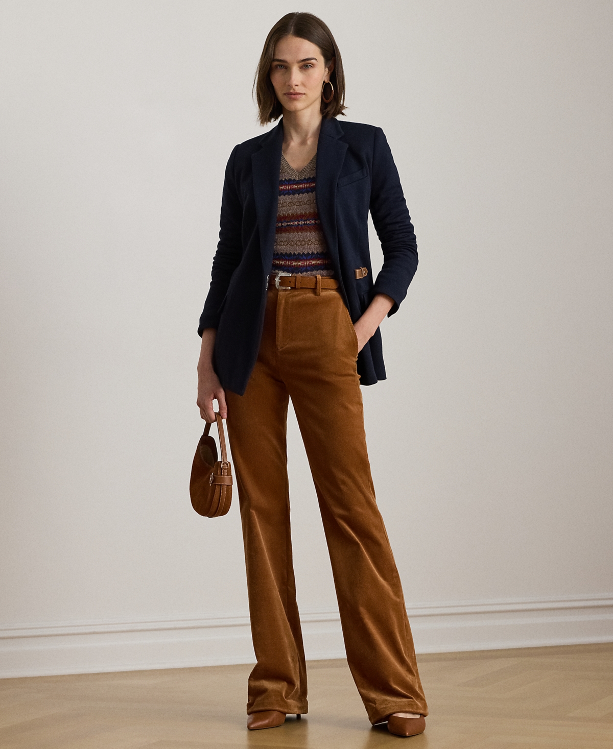 Lauren Ralph Petite Buckle-Trim Herringbone Jacquard Blazer