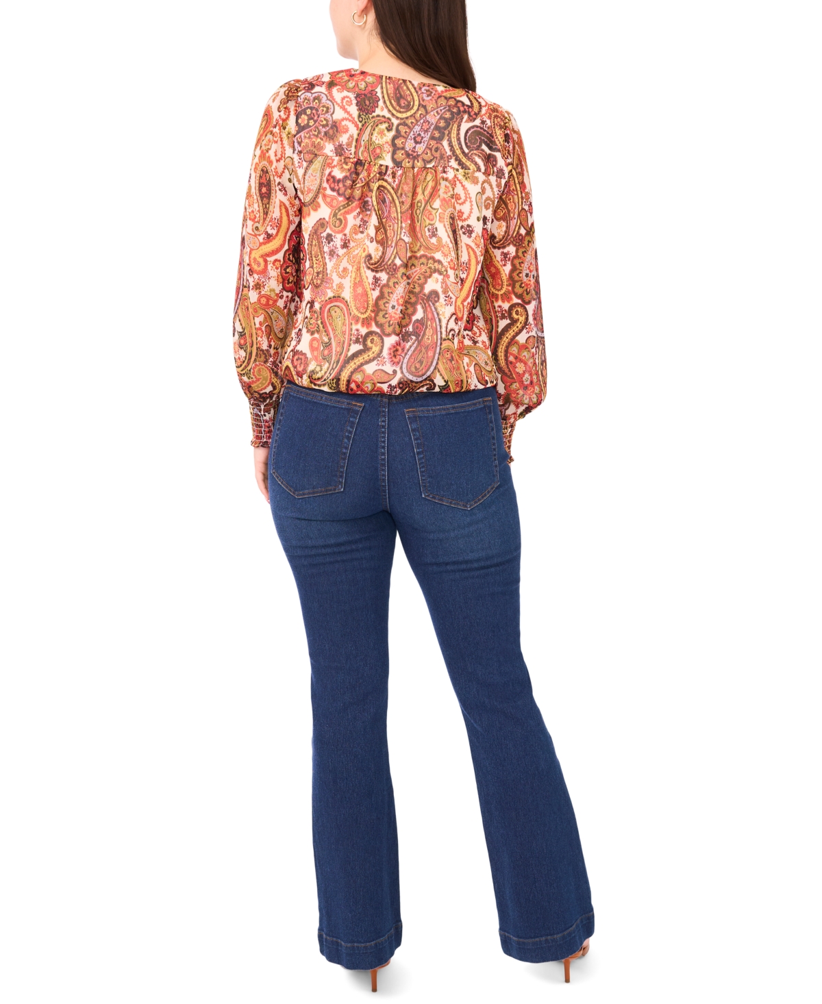 Sam & Jess Women's Smocked Waist V-neck Woven Top In Brown
