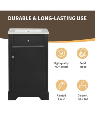 20" Bathroom Vanity Cabinet With Sink, Soft-Close Door, Storage Rack, and Adjustable Shelf