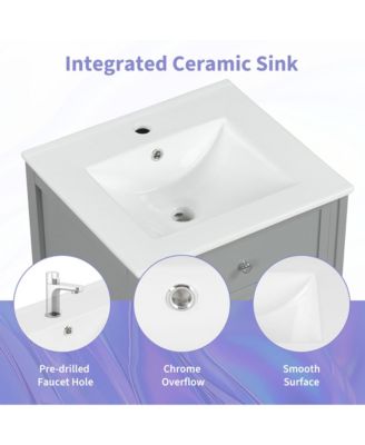 20" Bathroom Vanity Cabinet With Sink, Soft-Close Door, Storage Rack, and Adjustable Shelf