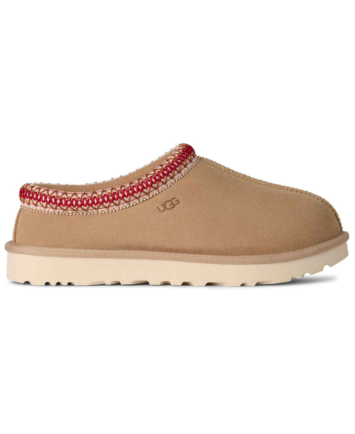 Женские тапочки UGG Tasman II Slip-On Slide, цвет: Песочный / Тёмный вишнёвый — фото 2