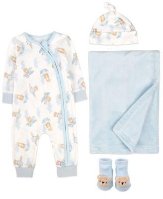 Baby Essentials - Baby Boys 4-Piece Teddy Bear Set