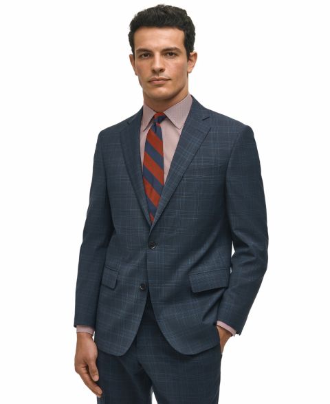 Мужской пиджак Brooks Brothers Classic-Fit Stretch Wool Blend Suit, цвет: Тёмно-синий клетчатый