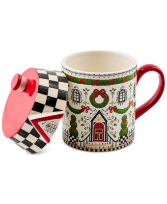 Holly Village Ceramic Lidded Mug