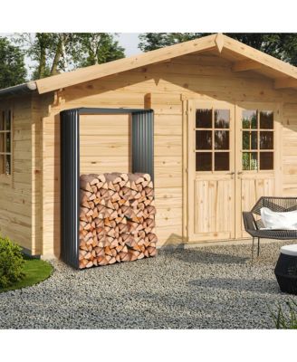 Galvanized Raised Garden Bed Outdoor Planter Box Firewood Rack Log Holder