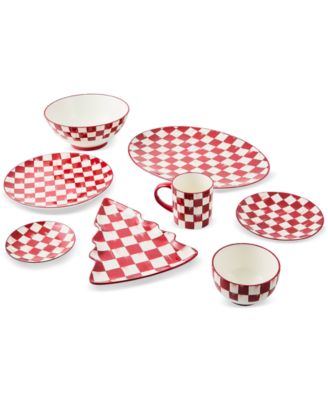 Cherry Check Dinner Plates, Set of 4