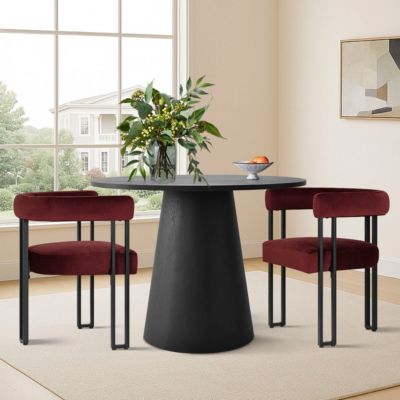 3-Piece 35 Inch Round Dining Table Set with 2 Velvet Chairs, Space-Saving Kitchen and Dining Room Furniture for Small Spaces-Maison Boucle