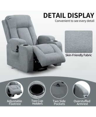 Power Lift Recliner Chair with Heat & Massage, USB Port & Cup Holders, Brown Electric Massage Chair for Seniors