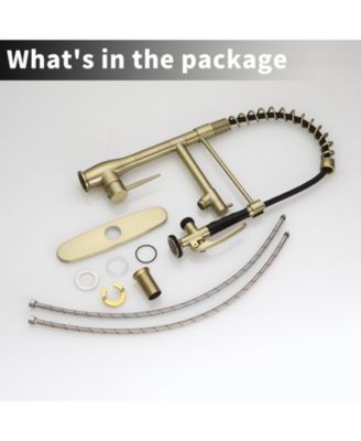 Spring Single-Handle Pull Down Sprayer Kitchen Faucet, Commercial High Goosenck Kitchen Sink Faucet in Brushed Nickel